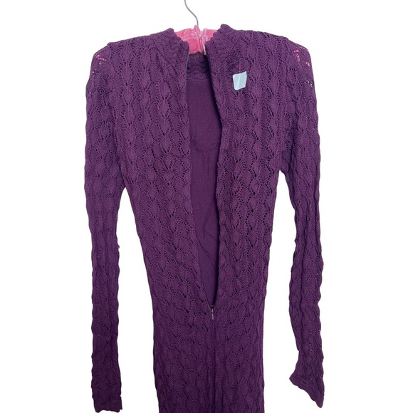 Something Navy Plum Purple Pointelle Knit Mock Neck Maxi Dress Womens S - Picture 6 of 13
